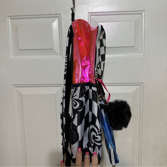 NEW Justice Sport Girls 17in Blue, Pink, Blk Bookbag-Backpack  Checkered‎ - Picture 4 of 4